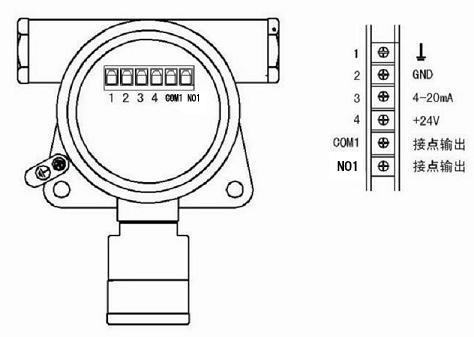 (开关量)气体报警器接线示意图