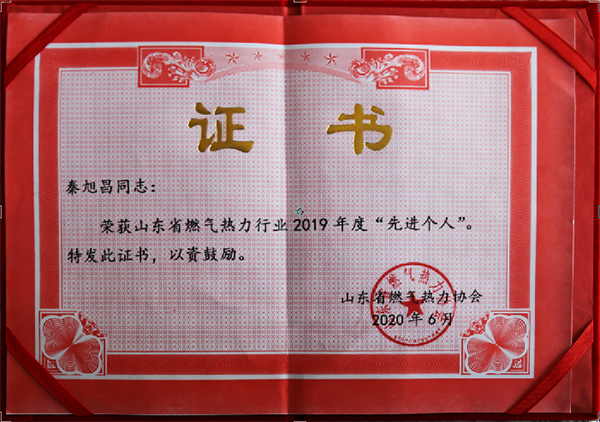 先进个人证书